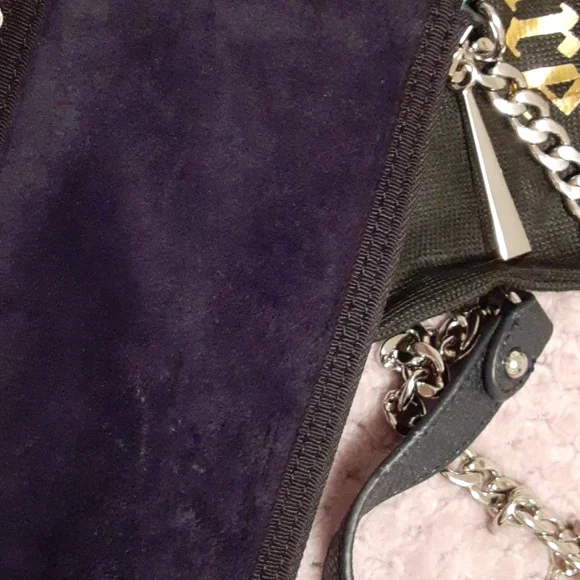 JUICY COUTURE Velour Sequin Navy Silver Crossbody Bag - Picture 3 of 5